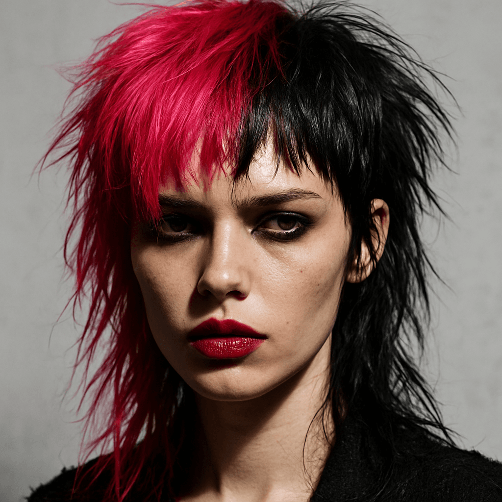 Strukturierter Mullet in Split-Tone Hot Pink und Schwarz
