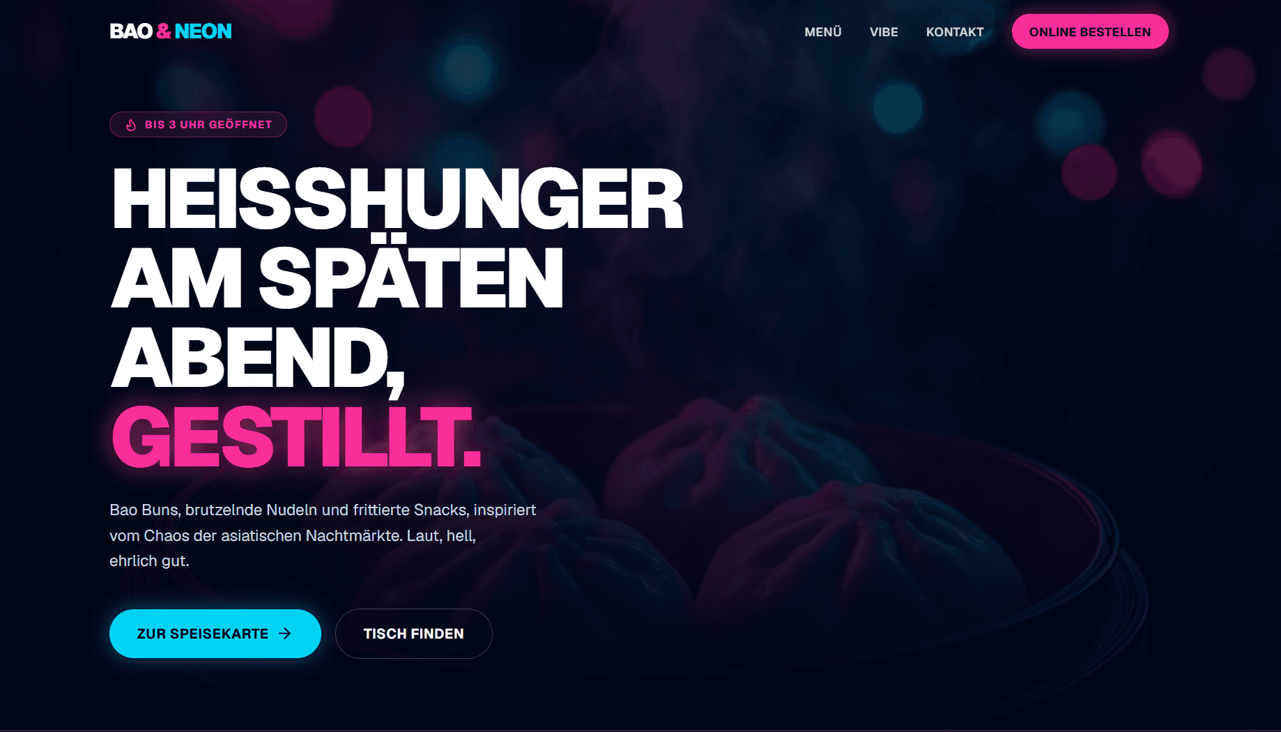 Bao & Neon Website Vorschau